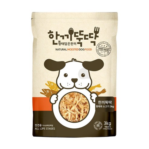 한끼뚝딱 전연령 강아지 황태담은 소프트사료, 황태+소, 3kg, 1개