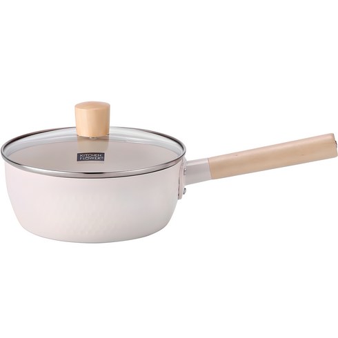 쿠킨 인덕션 우드 세라믹 편수 냄비, 아이보리, 18cm
