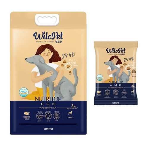월로펫 시니어 강아지 뉴트리탑 소프트사료, 닭, 3kg, 1개