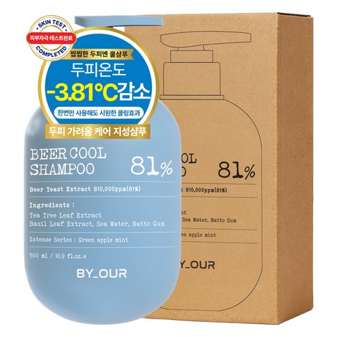 바이아우어 티트리 스칼프 쿨링 탈모 샴푸 그린 애플 민트, 500ml, 1개